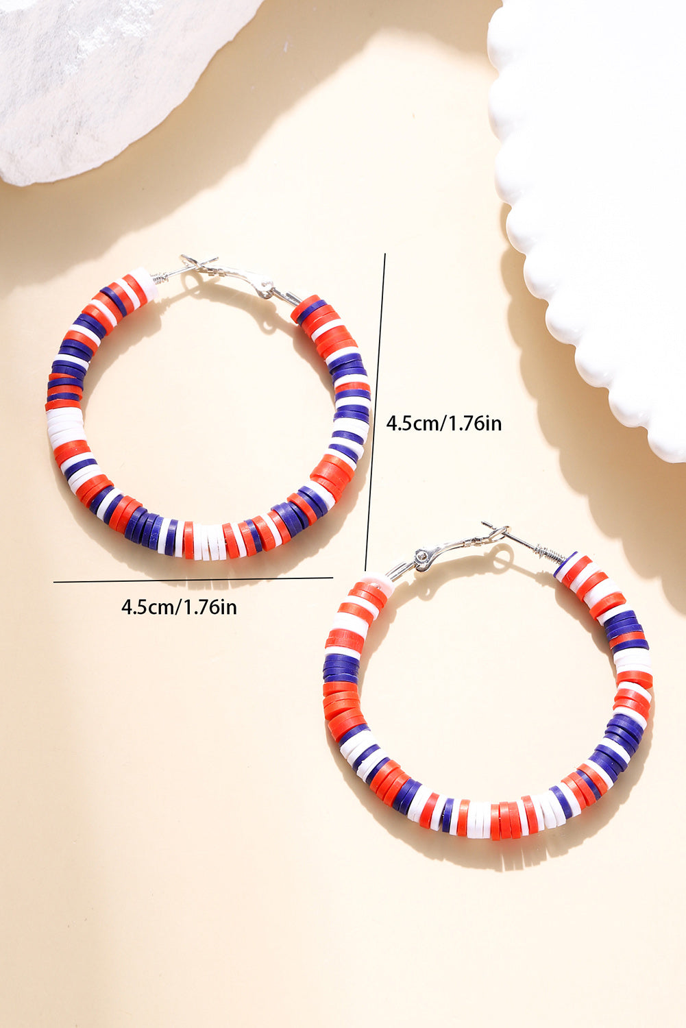 Fiery Red Patriotic Bead Hoop Earrings