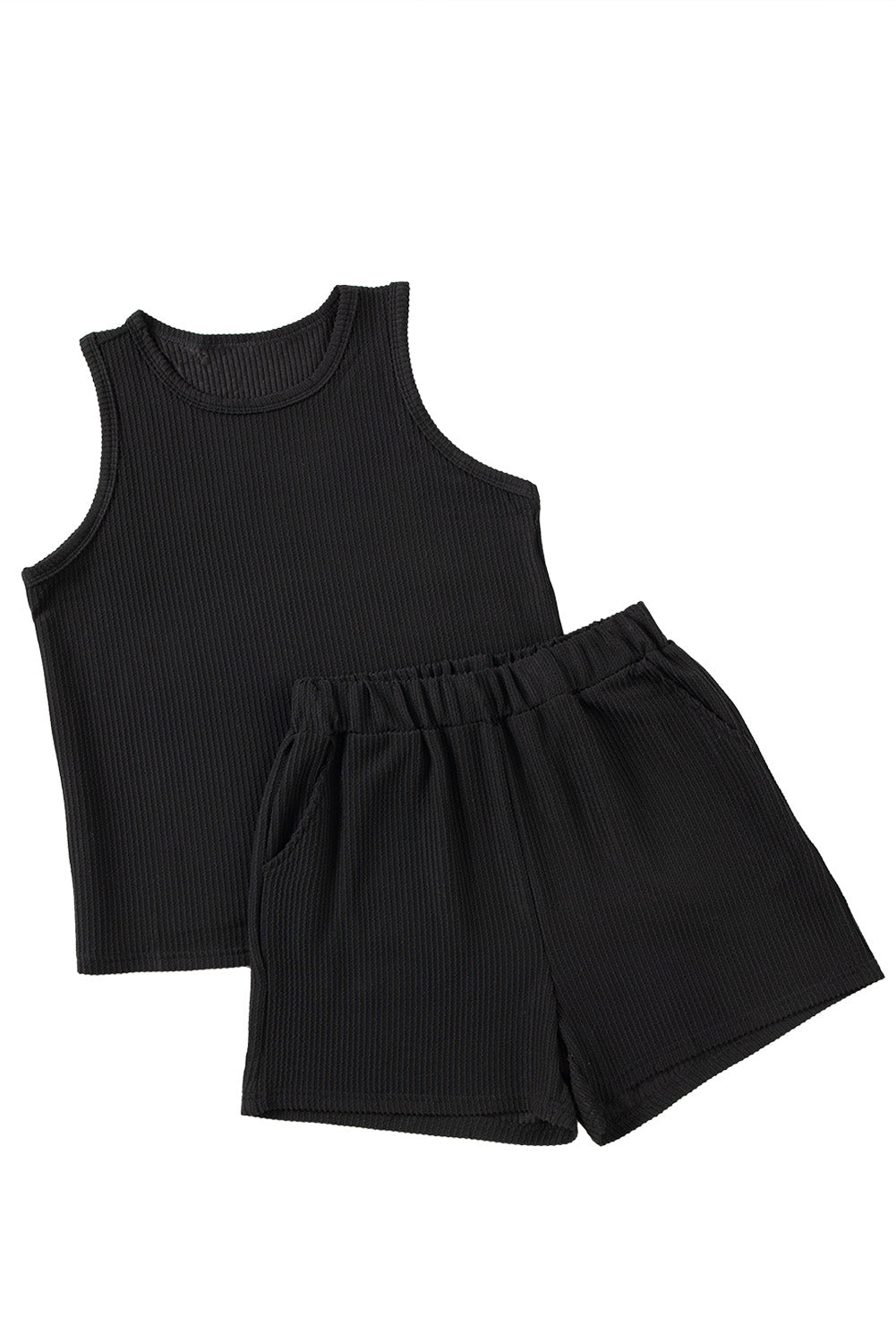 Corded Sleeveless Top and Pocketed Shorts Set