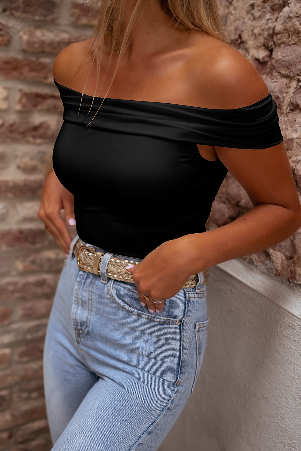 Off Shoulder Slim Blouse