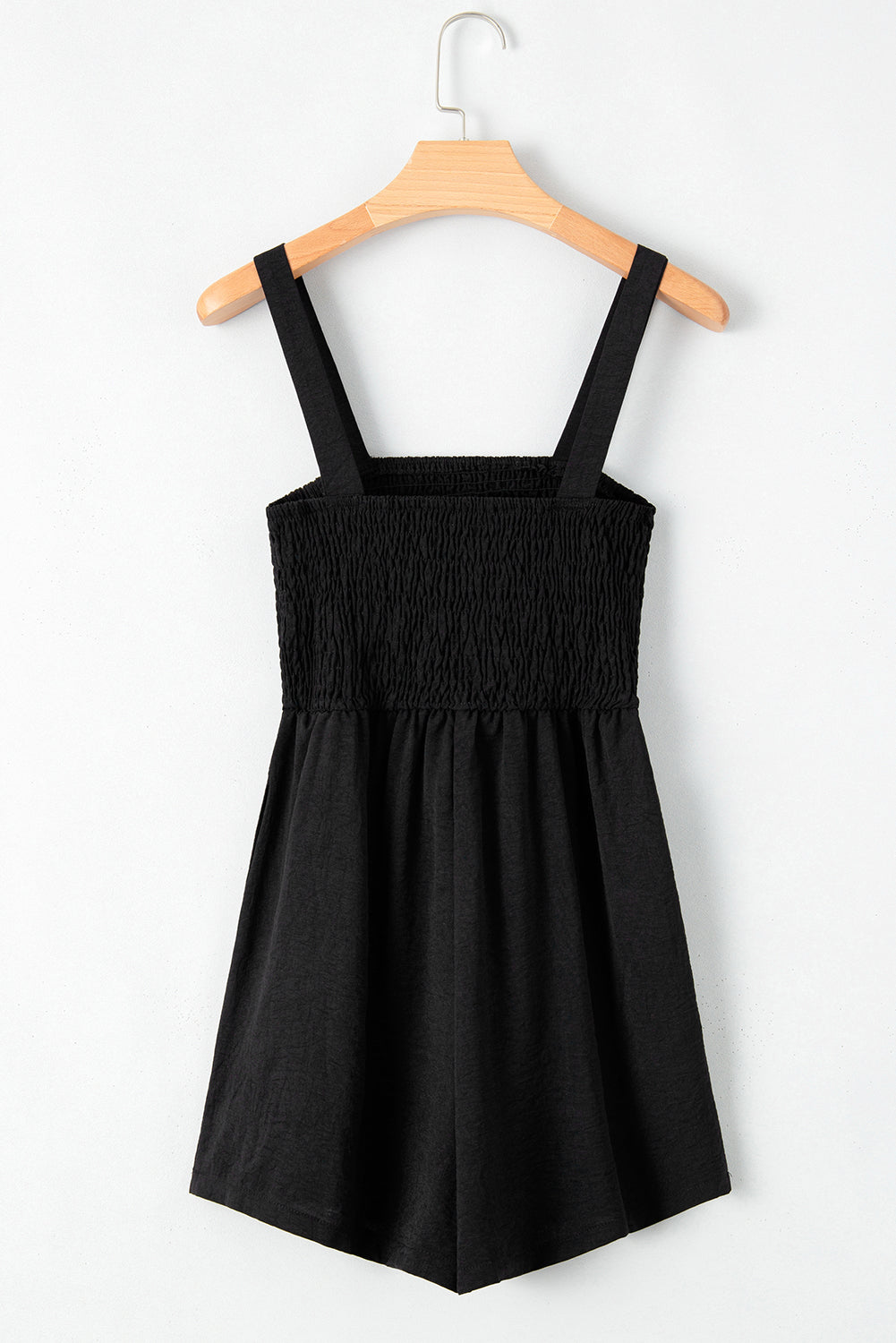 Black Smocked Sleeveless Romper