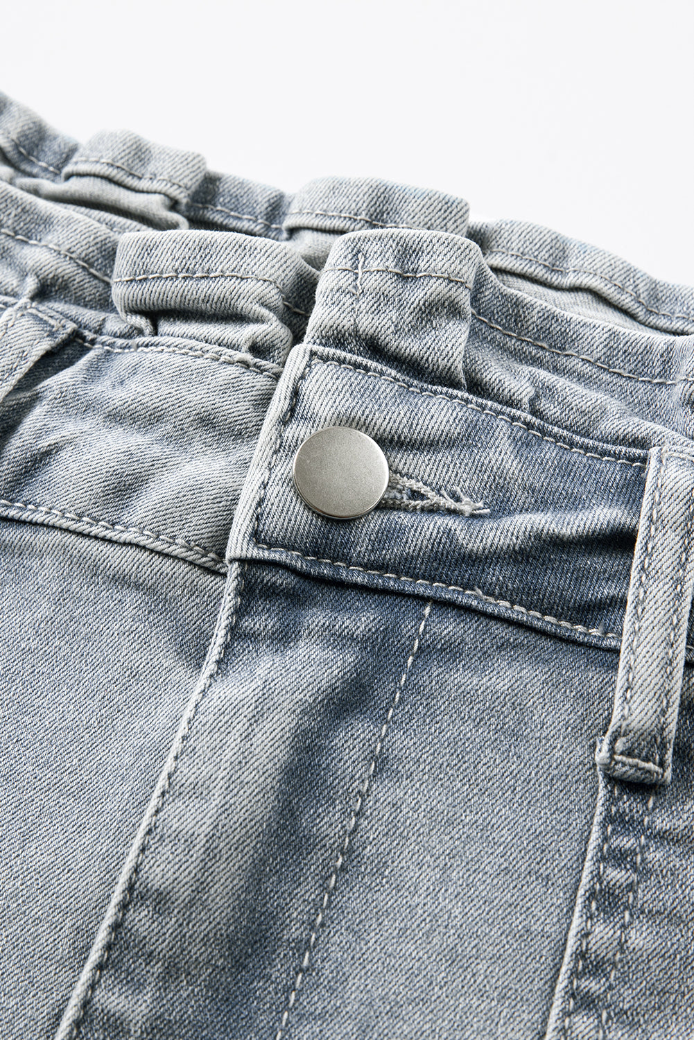 Effortless Cool:  High Waist Flap Pockets Denim Shorts