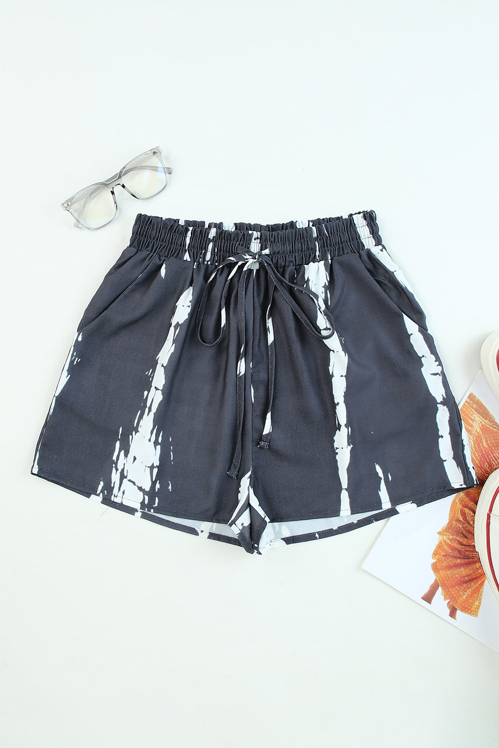 Wholesale Gray Casual Tie Dye Drawstring Shorts