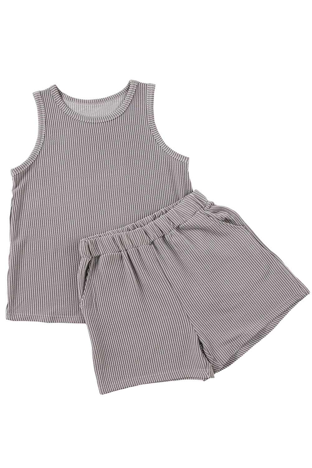 Corded Sleeveless Top and Pocketed Shorts Set