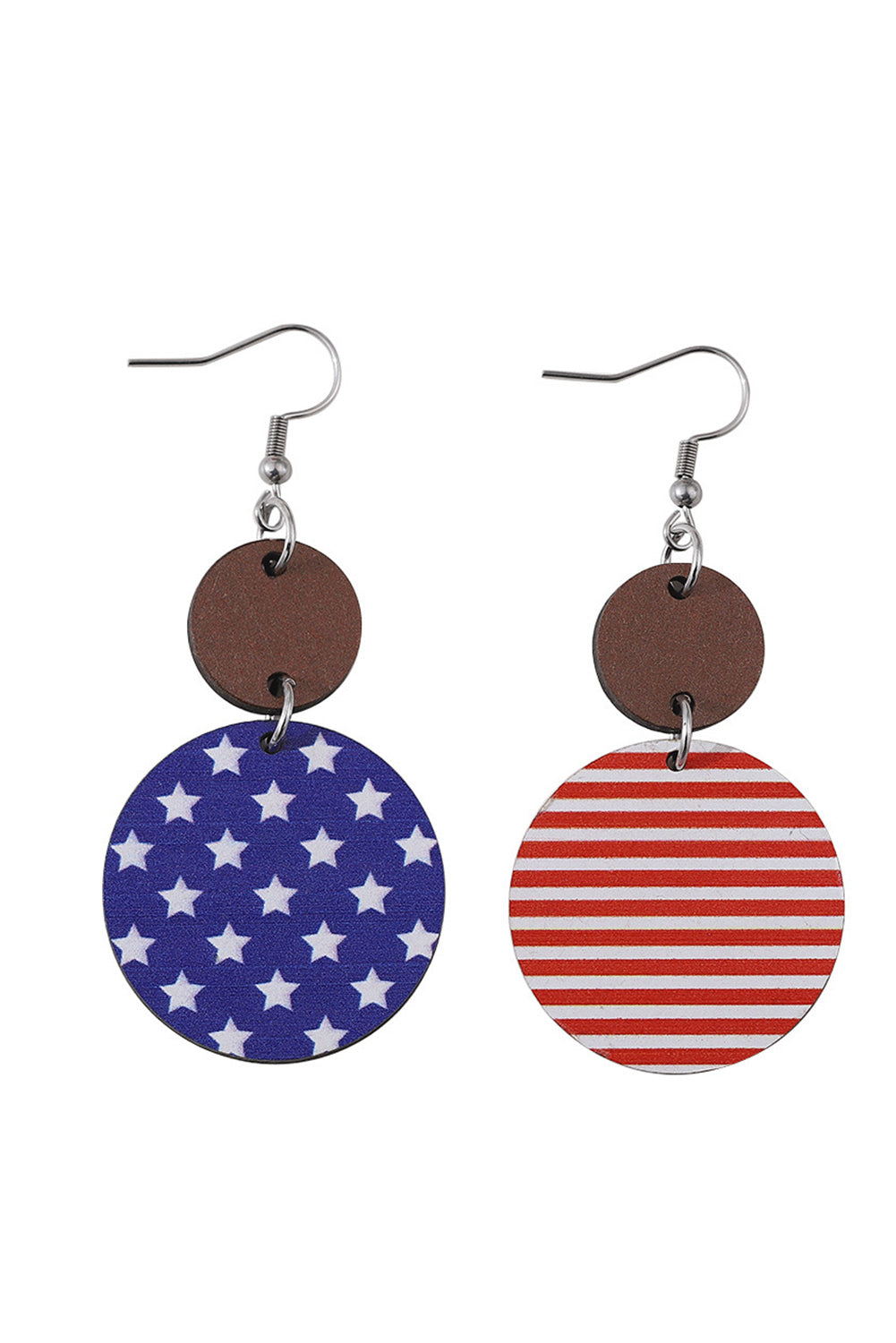 Dark Blue 4th of July Wooden Flag Earrings