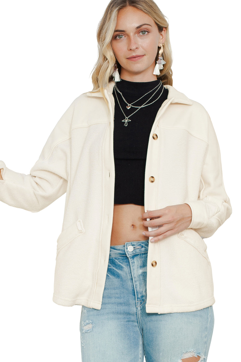 Cozy Chic Button-Up Stitching Pocketed Jacket for All Seasons