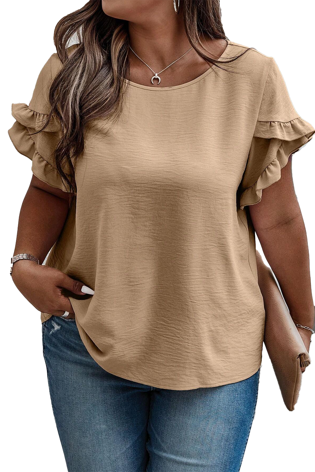 Ruffled Short Sleeve Plus Size Top