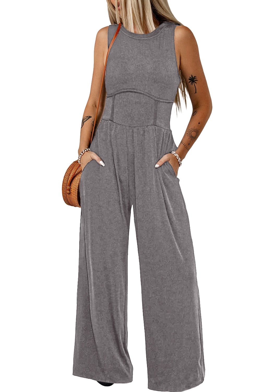 Sleeveless High Waist Wide Leg Jumpsuit