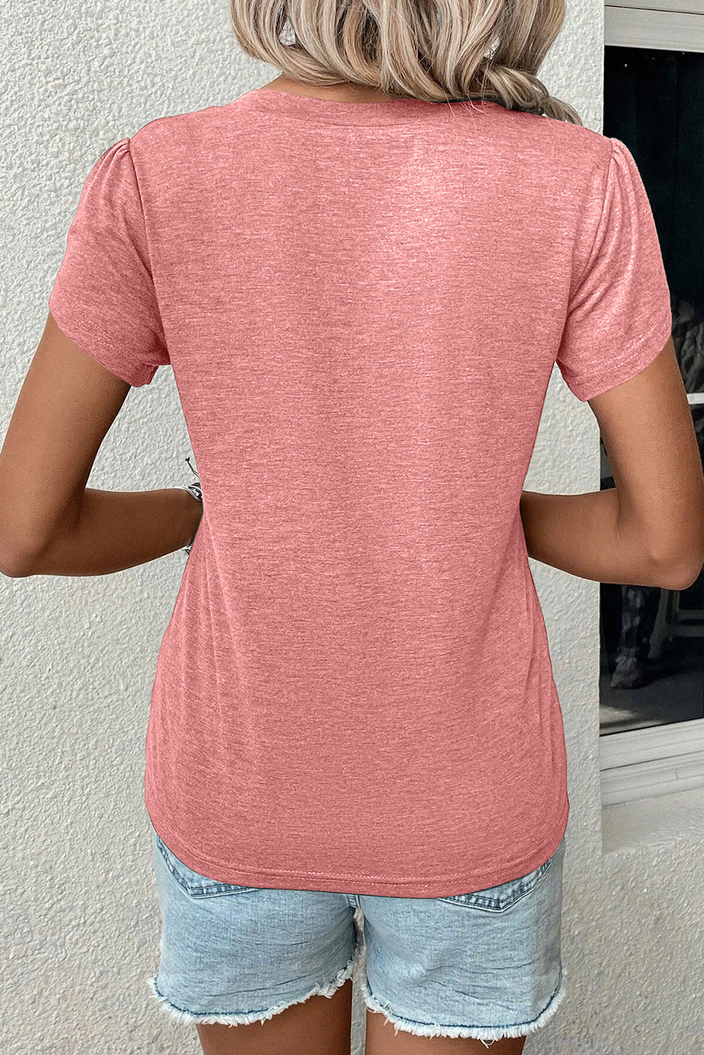 Petal Sleeve V Neck T-Shirt