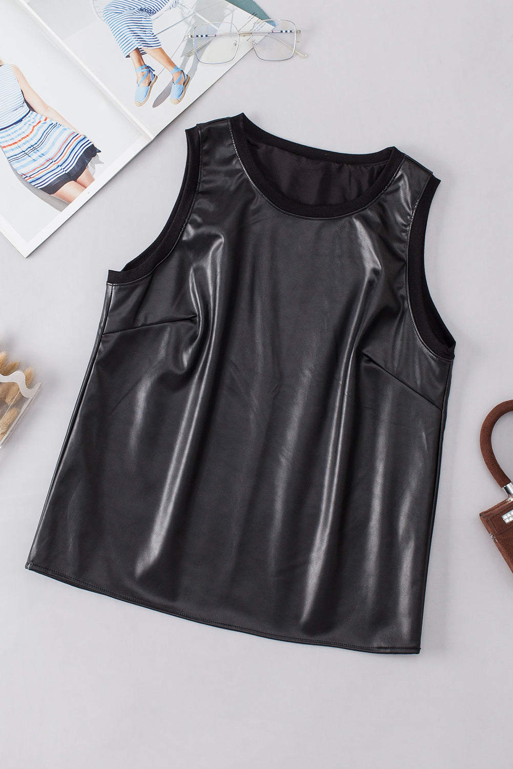 Essential Elegance: Black Round Neck Tank Top