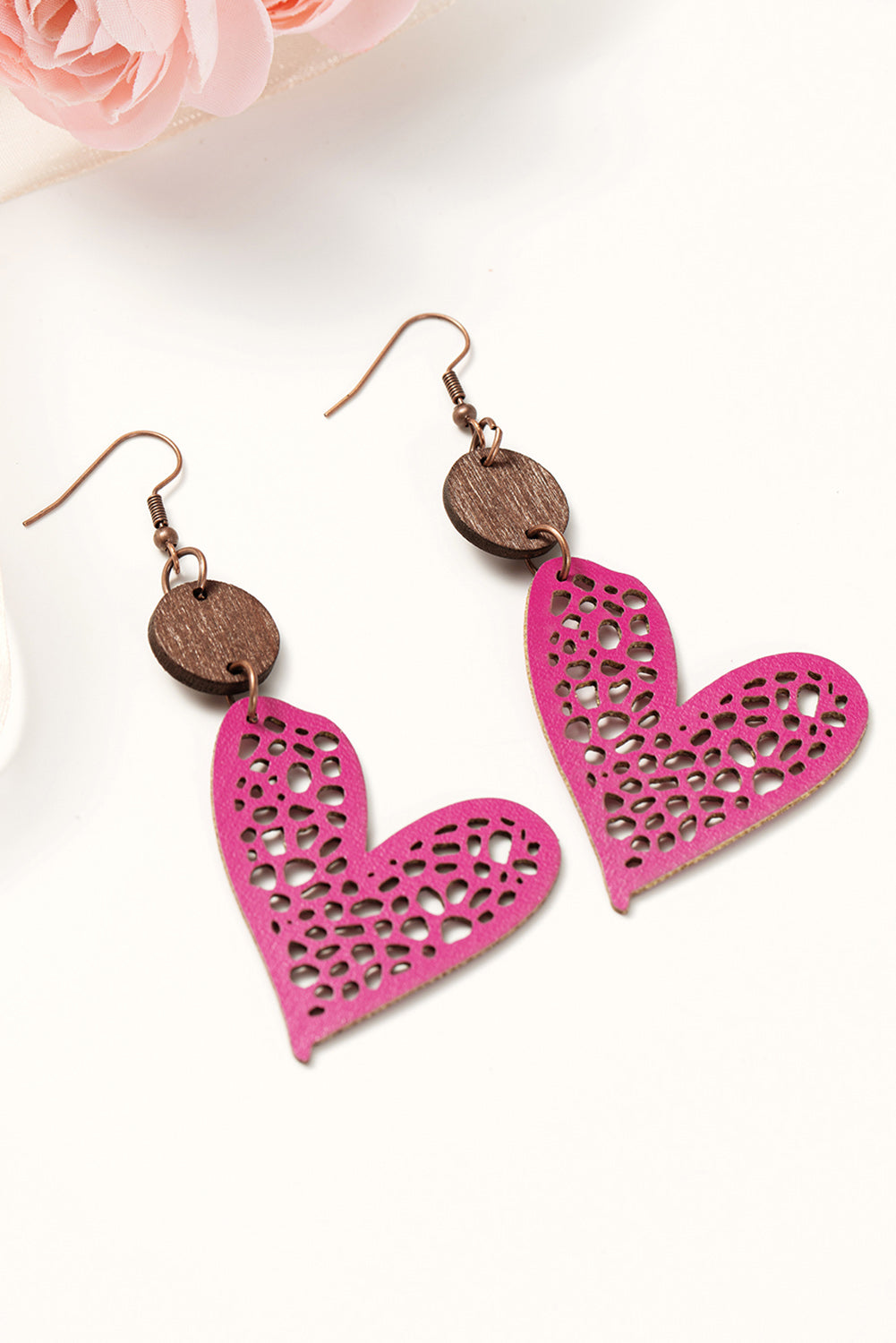 Hollow Out Love Heart Dangle Earrings