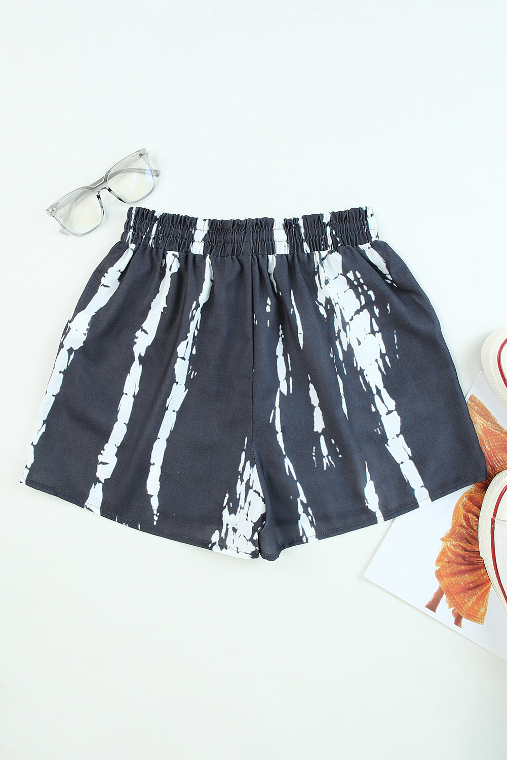 Wholesale Gray Casual Tie Dye Drawstring Shorts