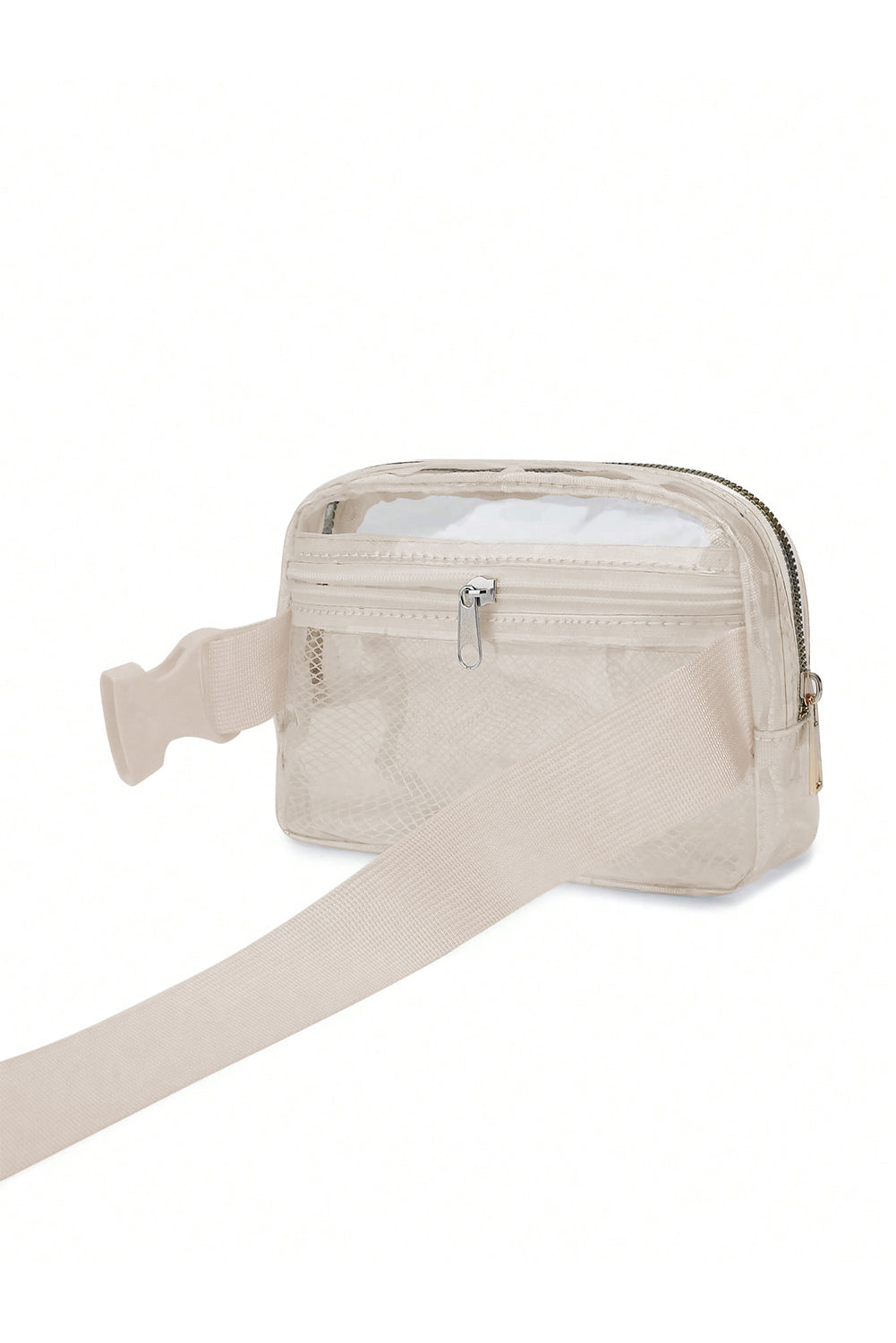 Black Adjustable Straps Zipper Clear Waist Bag