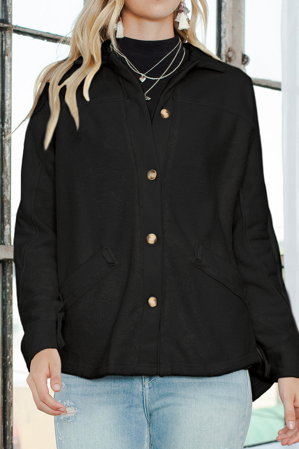 Cozy Chic Button-Up Stitching Pocketed Jacket for All Seasons