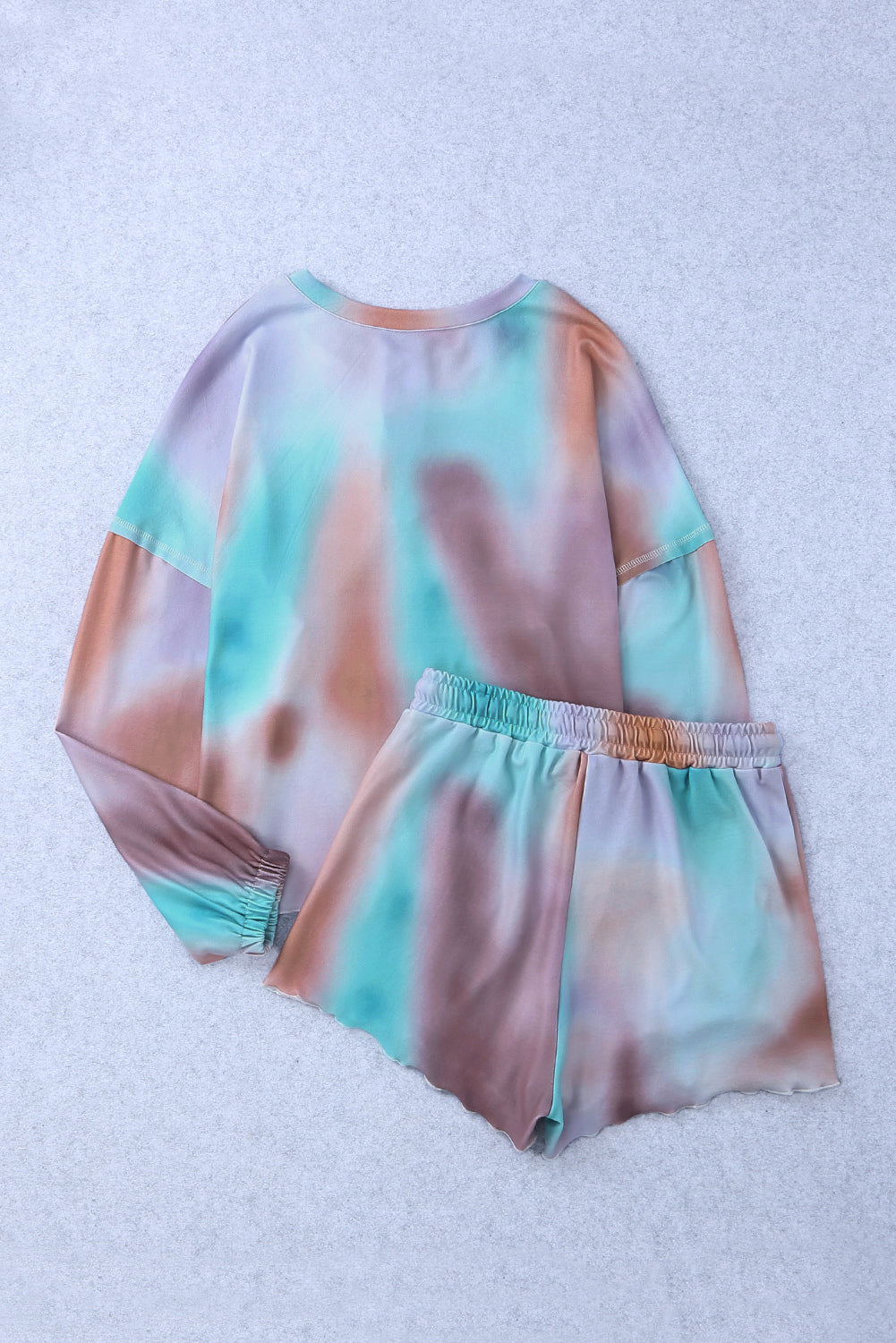 Wholesale Multicolor Tie Dye Top & Drawstring Shorts Loungewear Set