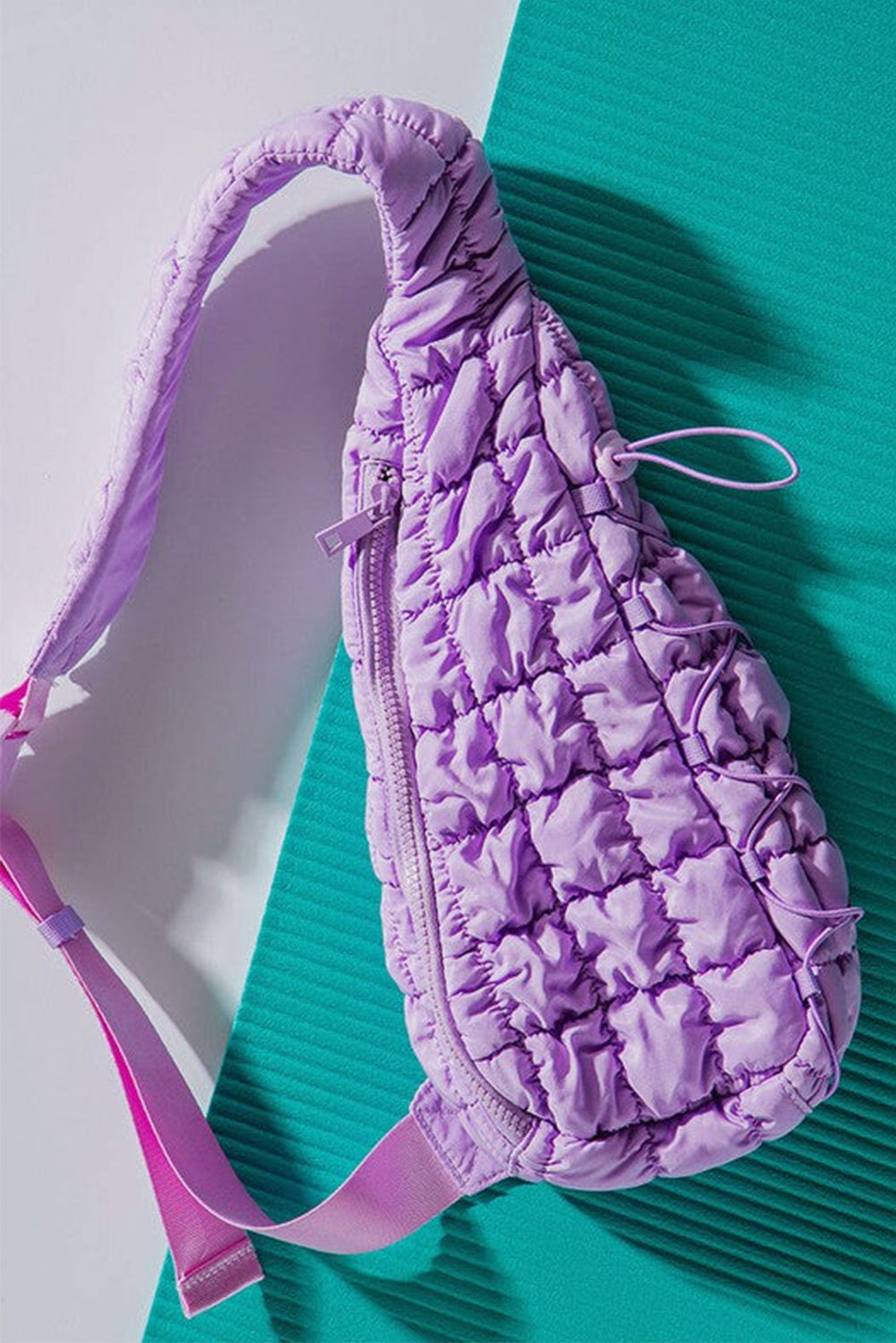 Wisteria Marshmallow Quilted Drawstring Crossbody Bag