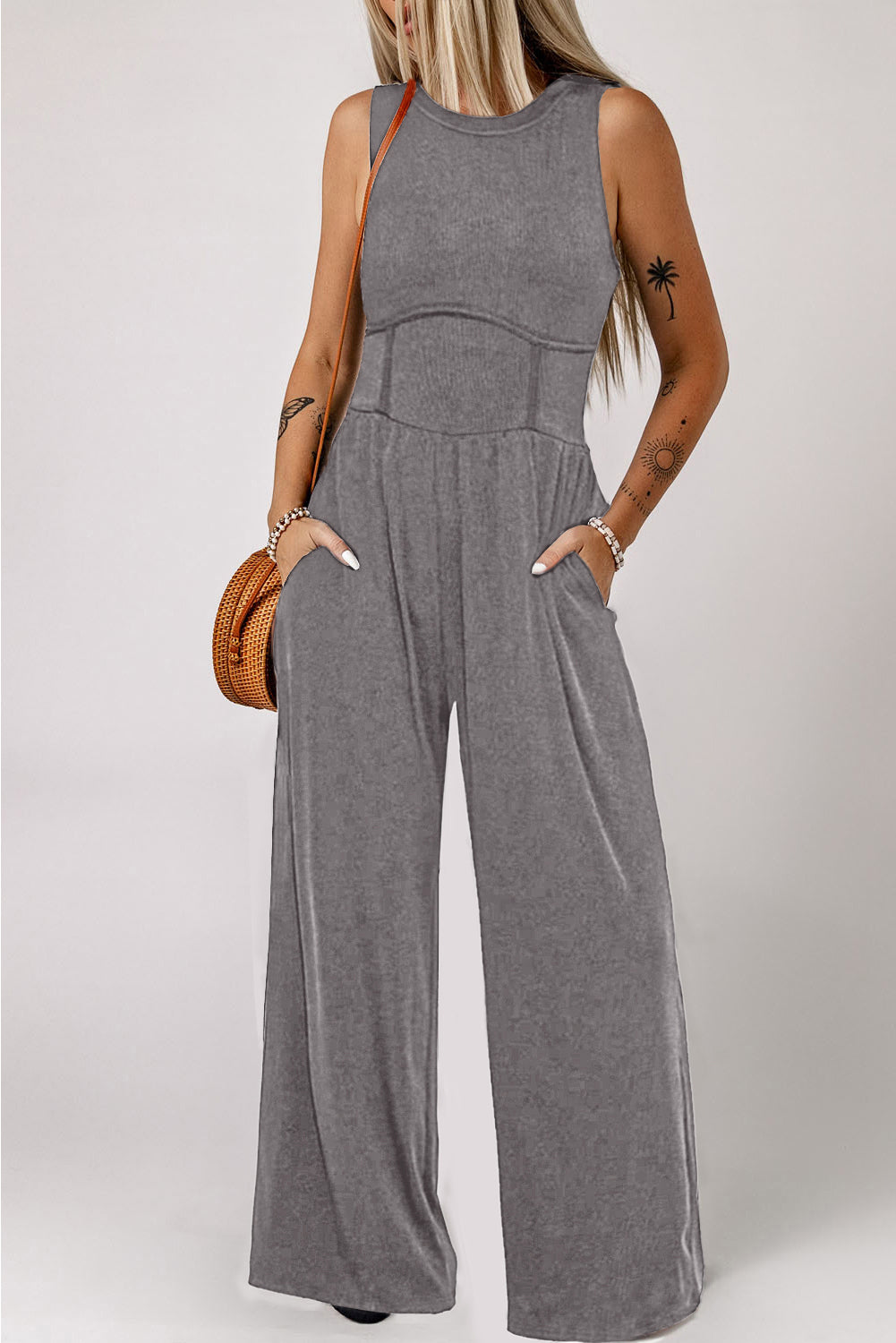 Sleeveless High Waist Wide Leg Jumpsuit