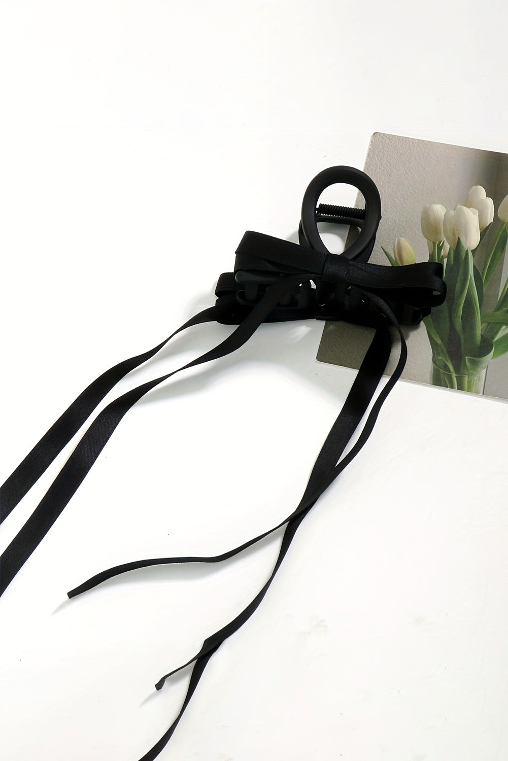 White Elegant Ribbon Long Tail Bow Knot Hair Clip