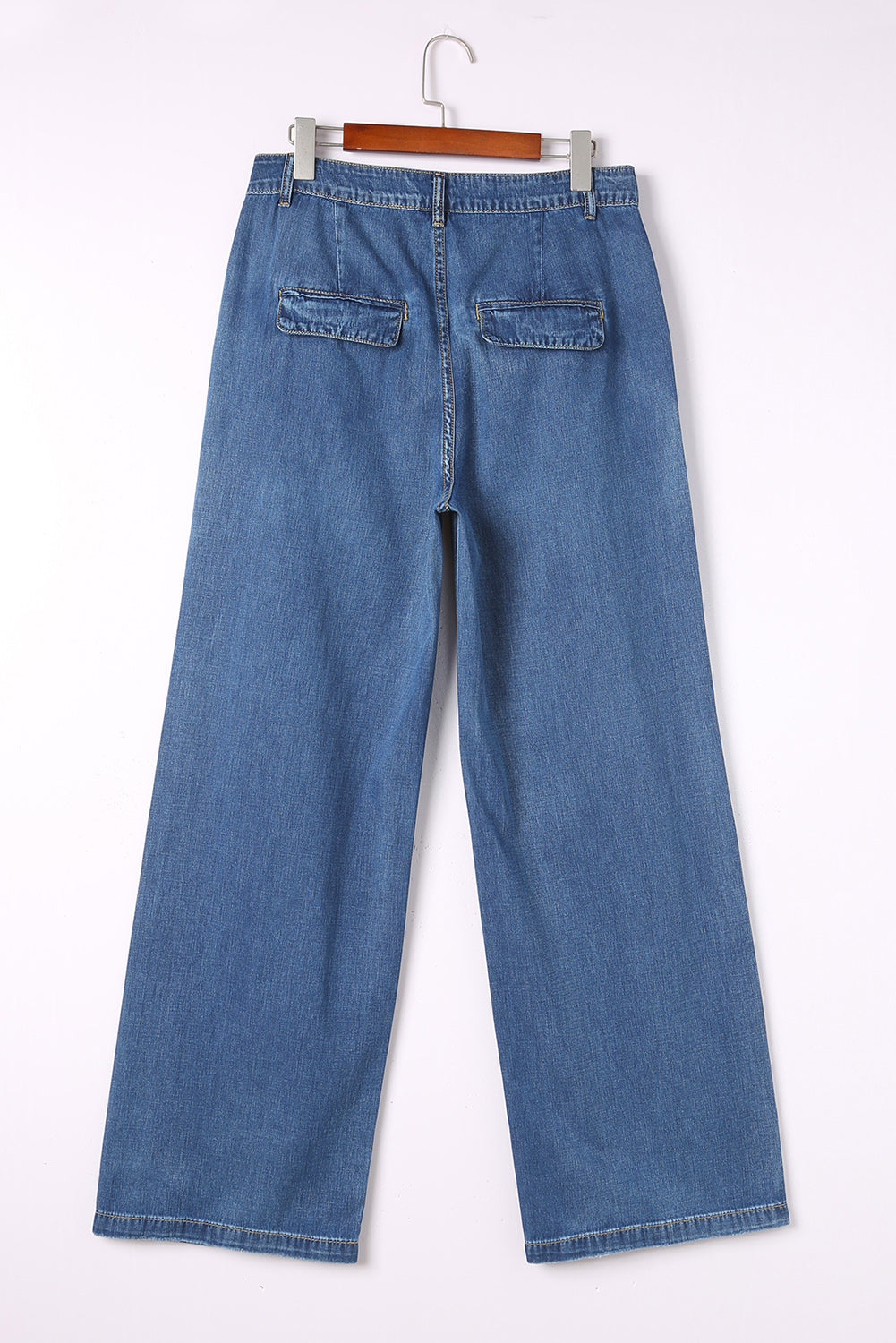 Dark Blue Slouchy Pocket Casual Wide Leg Jeans