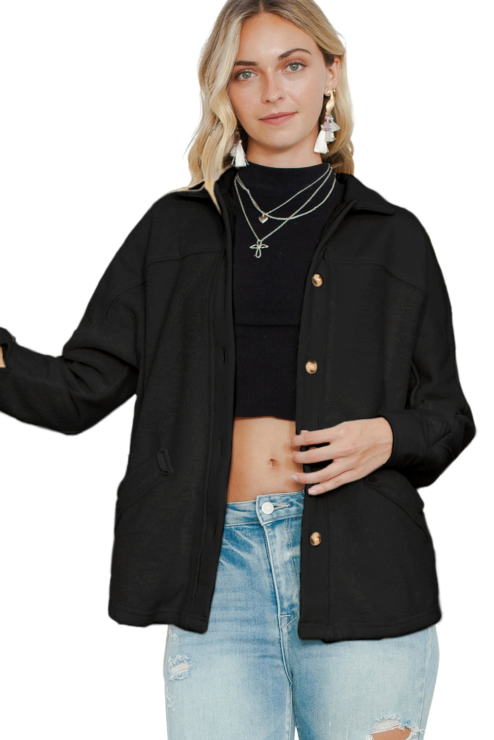 Cozy Chic Button-Up Stitching Pocketed Jacket for All Seasons