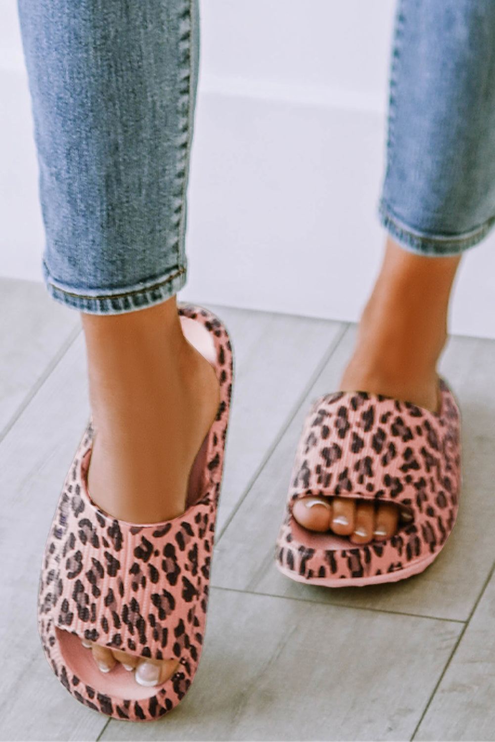 Leopard Cloud Slides Thick Flat Slippers