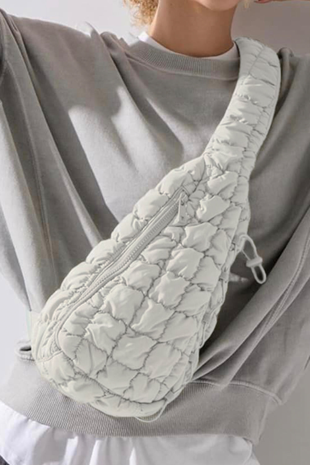 Wisteria Marshmallow Quilted Drawstring Crossbody Bag