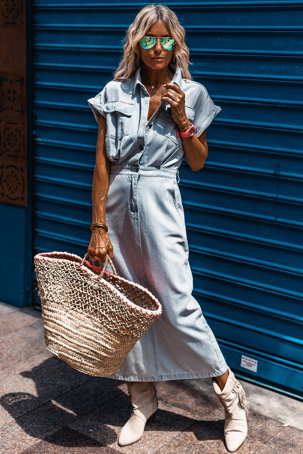 Beau Blue Denim Maxi Dress